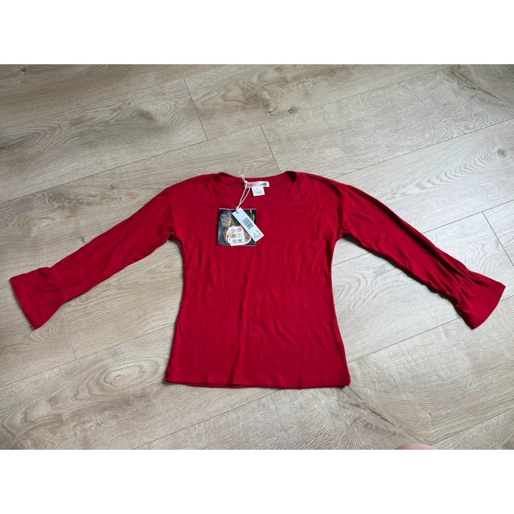 NWT Kid Girls Ragdoll and Rockets long sleeve v neck red top stretch soft size 7